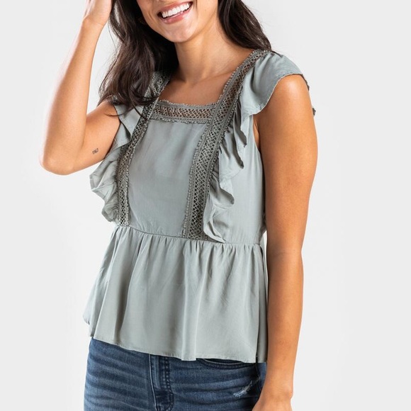 Francesca’s Arial Crochet Open Back Blouse - Picture 2 of 6